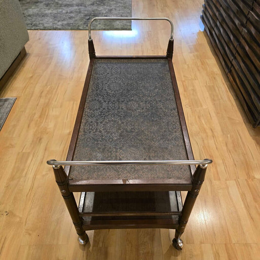 MCM Vintage Gusdore 2 Tier Rolling Bar Cart