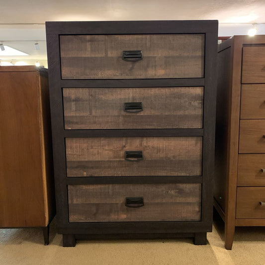 Two Tone Dark Wood 4 Drawer Highboy
