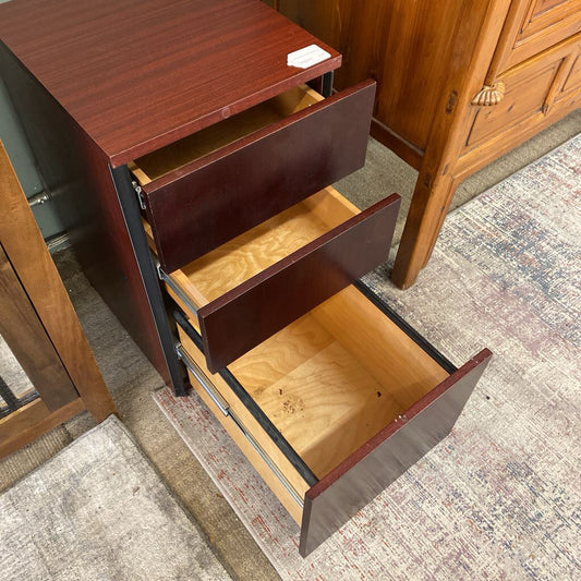 Dark Warm Wood File Cabinet