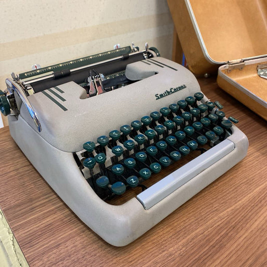 Vintage SMITH-CORONA Green Keys Typewriter w/Case