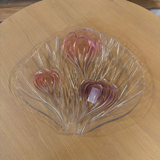 Glass Tray with Pink & Purple Crocus Design