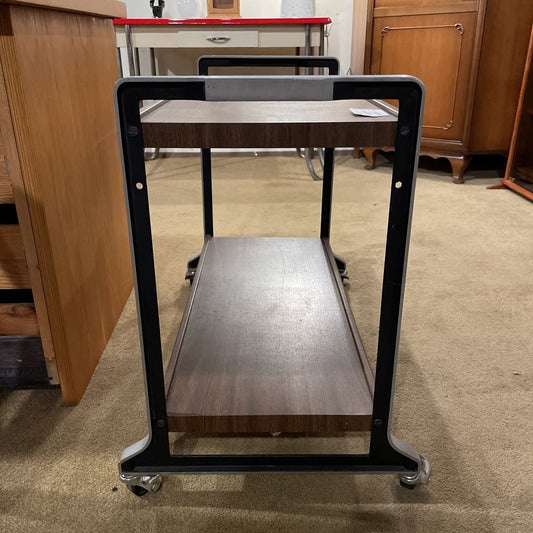 Faux Wood 2 Tone Rolling TV Stand