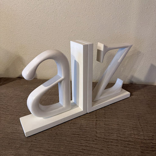 A to Z White Bookend SET OF 2
