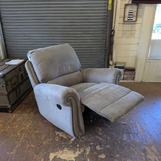 Grey Rolled Arm Recliner