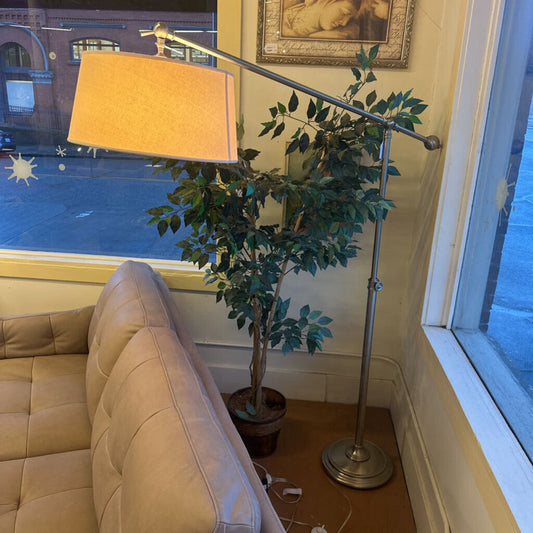 Brushed Steel Adjustable Arm Floor Lamp