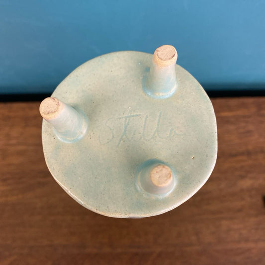 Signed ATELIER STELLA Pottery Seafoam Stripe