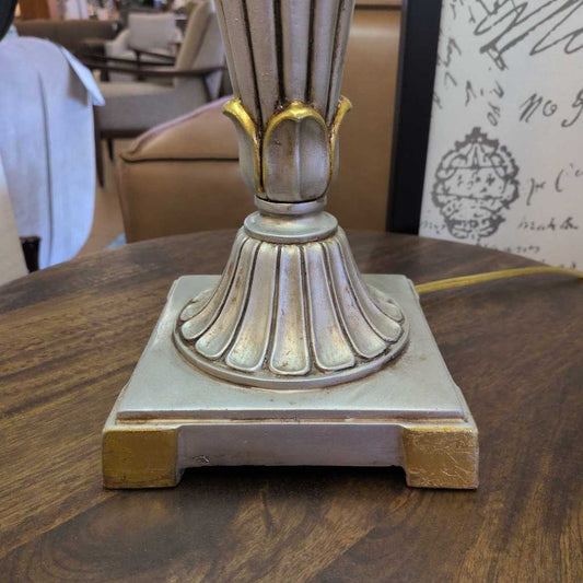Silver And Gold Lamp w/Grey shade