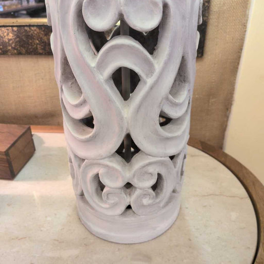 Ornate White Cutout Table Lamp