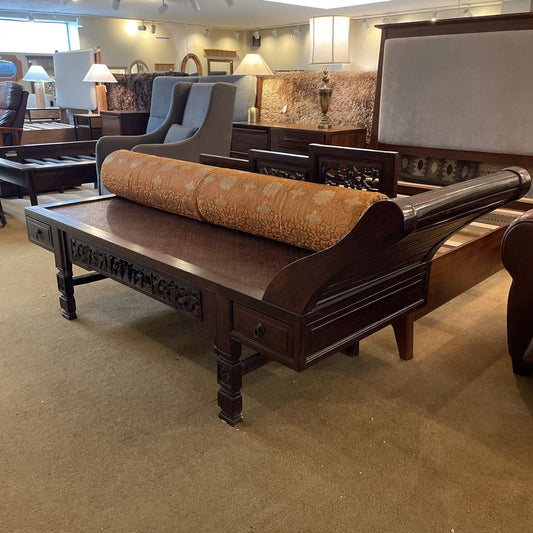 Chinese Chaise with Orange Bolster Pillow