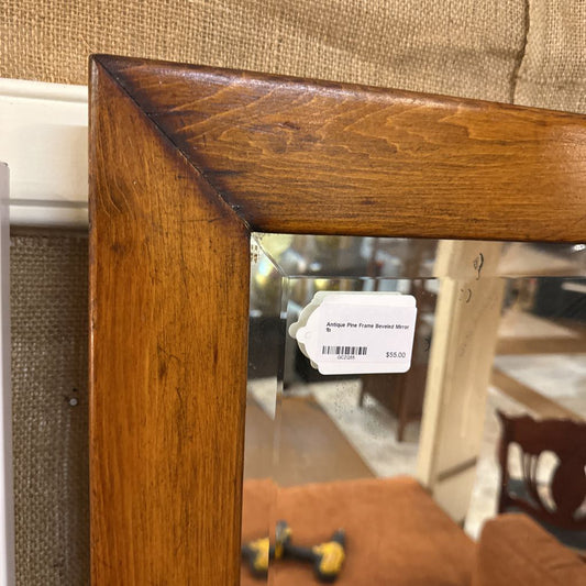 Antique Pine Frame Beveled Mirror