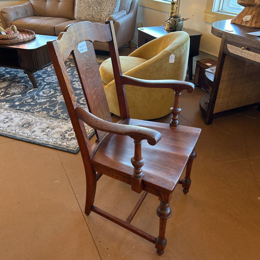 Refinished Antique Dark Wood Armchair