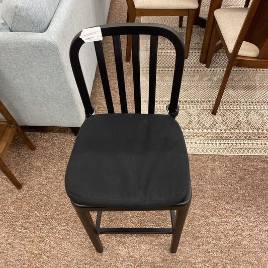 CRATE & BARREL Black Metal Stool w/Black Cushion