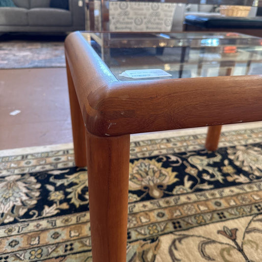 Danish Teak Glass Top Side Table