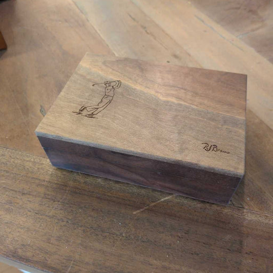 Wooden Box W/ Golf Supplies