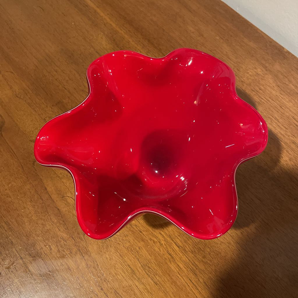 Wavy Red/ Yellow Glass Vase
