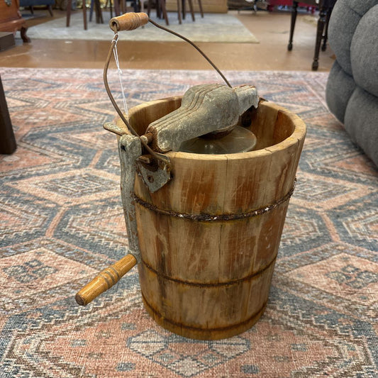 Vintage Wooden Hand Crank Ice Cream Maker Maker