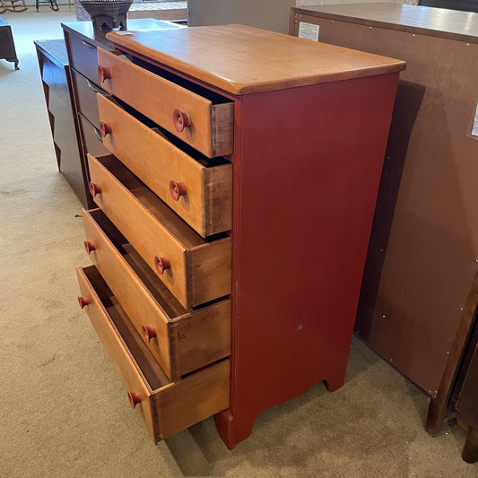 Schoolhouse Red 5Drawer Highboy Dresser