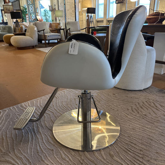 White Leather and Black Alligator Salon Chair UNIQUE FINDS