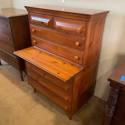 Pine Stacked Dresser w Drop Leaf Shelf