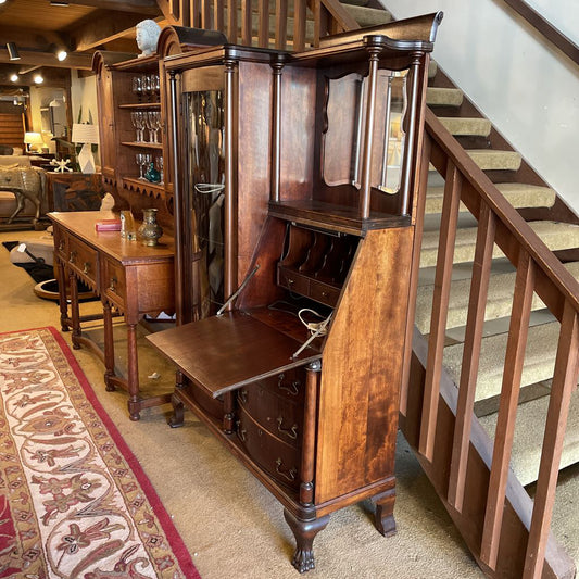 Vintage Curio Cabinet Secretary Desk Side By Side