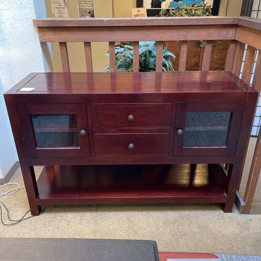 Red Stained Wooden 2 Door 2 Drawer Sideboard