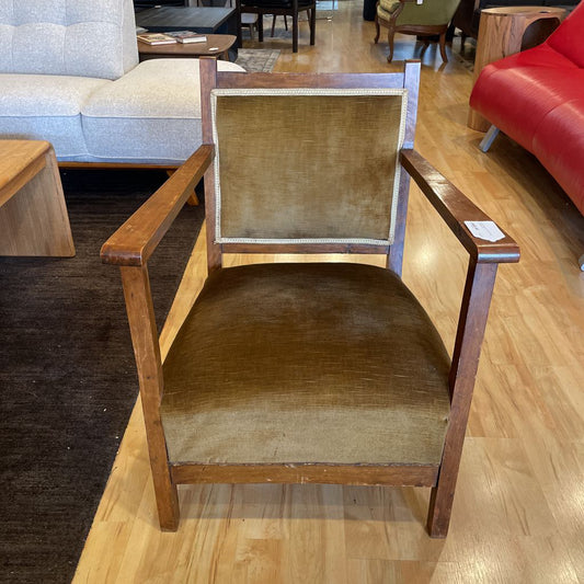 Small Wood with Gold Velvet Armchair