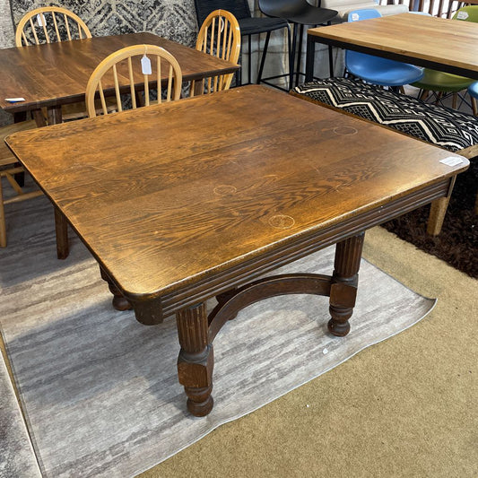 Quartersawn Oak Square Dining Table w/ Turned Legs