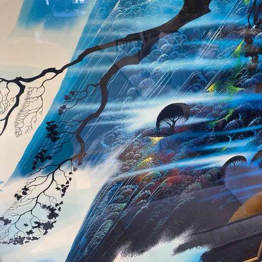 Futuristic landscape with a bear and glowing elements