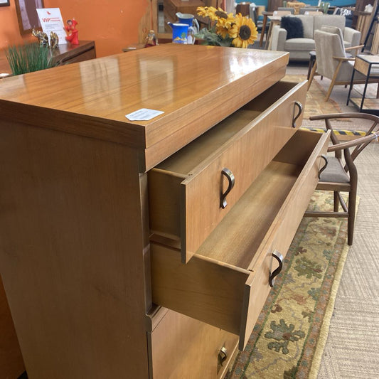 Vintage Natural Brass Handle Highboy (AS IS)