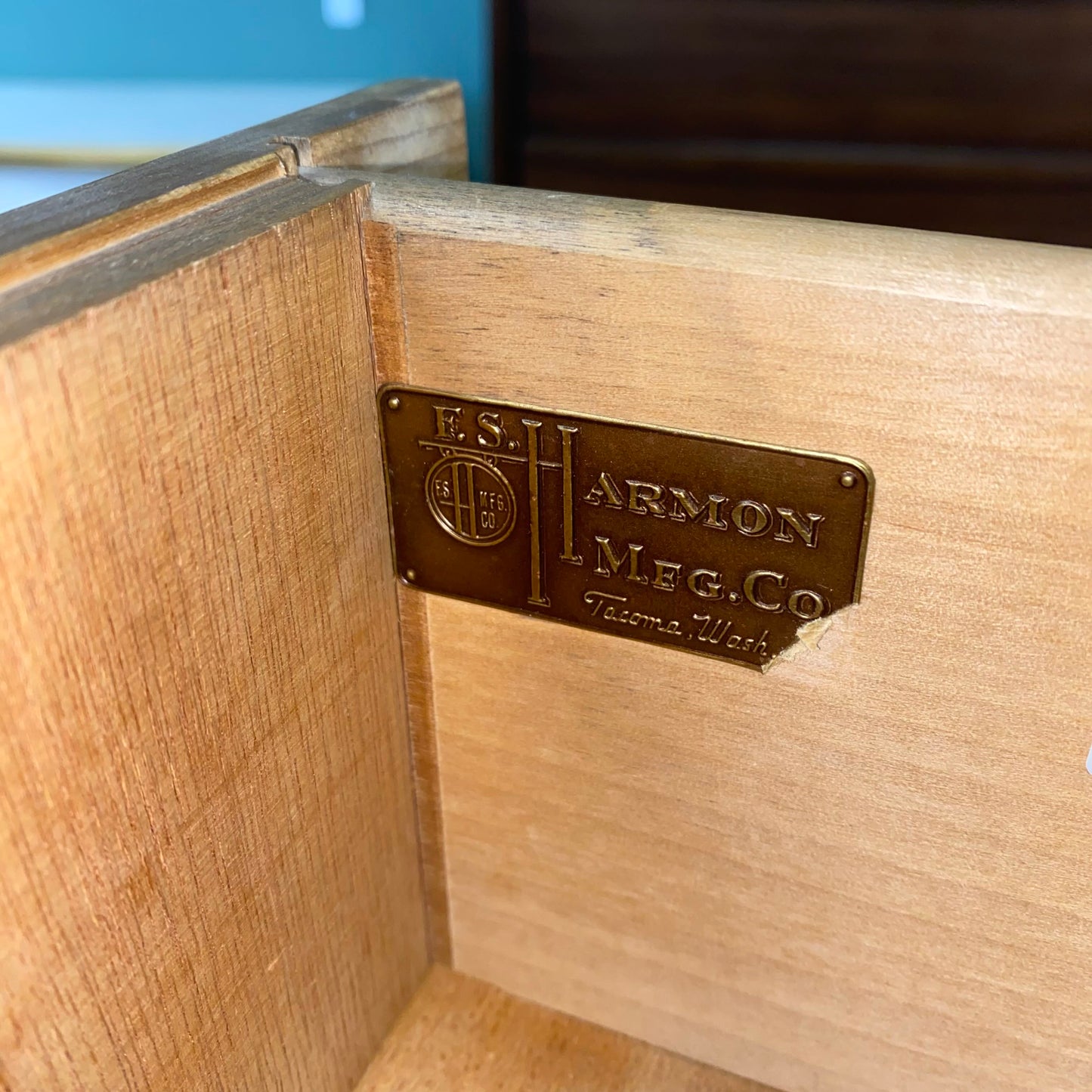 Vintage Natural Brass Handle Highboy (AS IS)