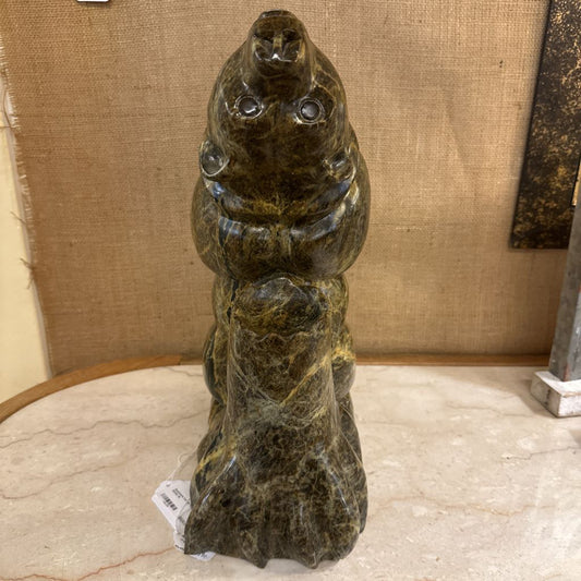 Soapstone Carved Grizzly Bear Statue