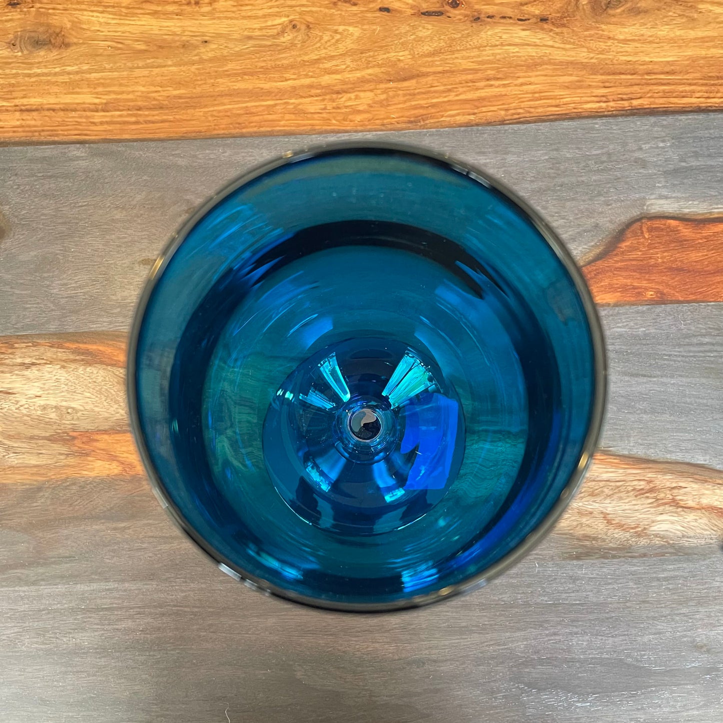 Large Blue Decor Goblet with Clear Ball Accent