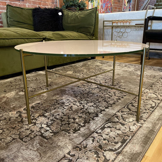 Light Pink w/ Gold Frame Round Coffee Table