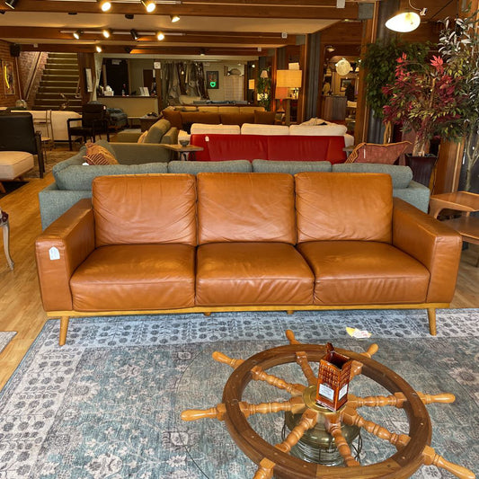 Camel Leather 3 Seat Sofa