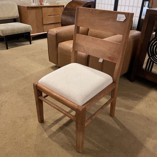 Solid Wood Ladder Back Cream Seat Dining Chair SET of 4