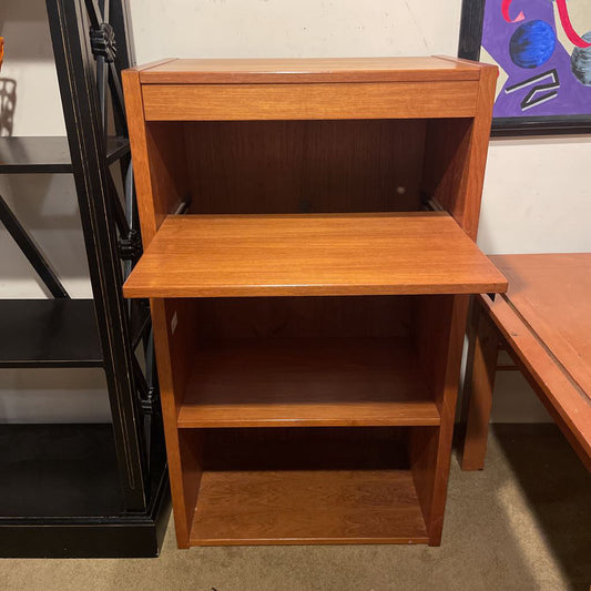 MC Teak Veneer Bookshelf/Record Storage w Pull Out Shelf