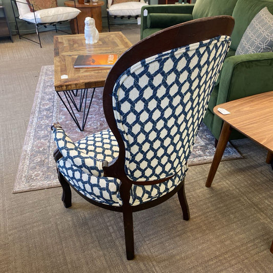 Antique Balloon Back Newly Upholstered Armchair (AS IS) U ACCENT CHAIRS