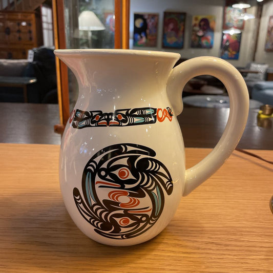 PNW Native Motif Pottery Pitcher