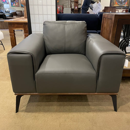 Top Grain Gray Mod Leather Chair U ACCENT CHAIRS
