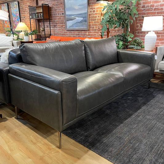 Charcoal Leather Sofa