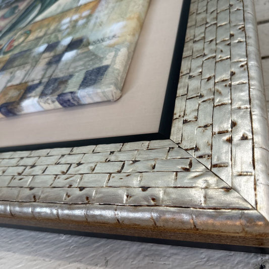 Large Still Life on Canvas w/ Silver Frame