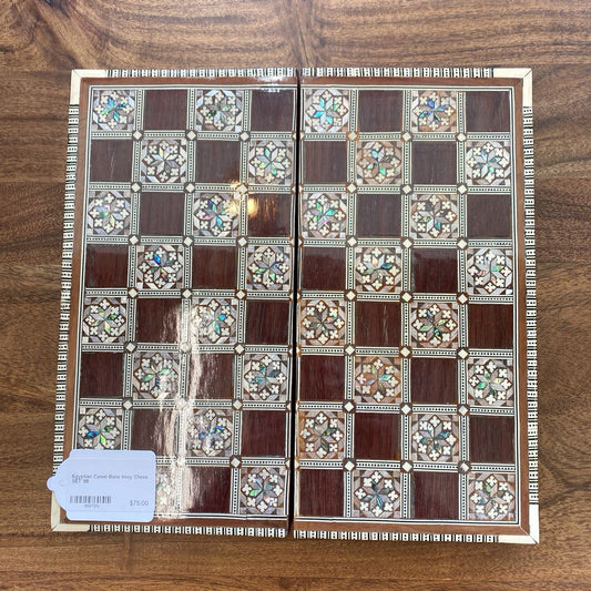 Egyptian Camel Bone Inlay Chess SET