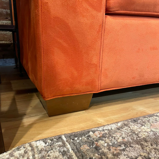 COUCH Tangerine Faux Suede 3 Seat Sofa