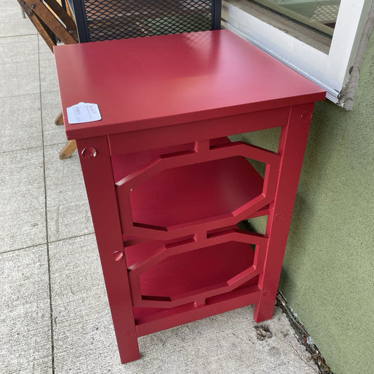 Red Geometric 3Tier Side Table