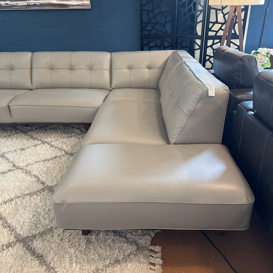 Odense Light Grey Leather RAF Sectional U SECTIONALS RAF