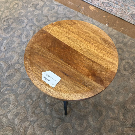 Solid Wood And Cast Bronze Base Table