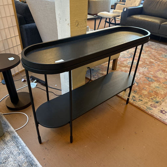 Modern Black Wood and Metal Console Table