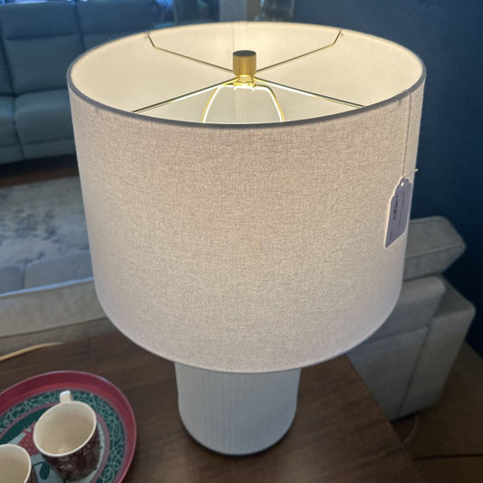 White Ribbed Table Lamp LAMPS
