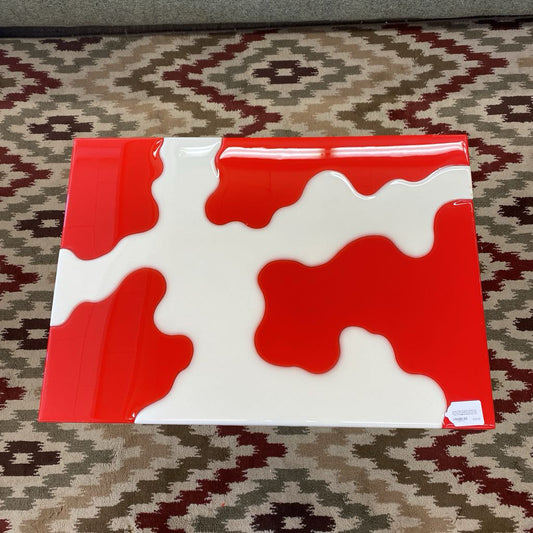 Local Artist Original Wood Cut Out Red & White Resin Coffee Table