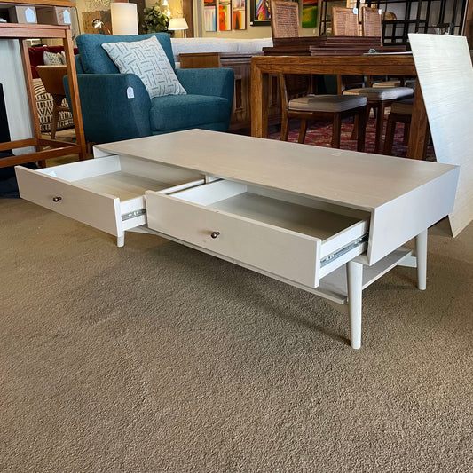West Elm Ash 2 Drawer Rectangular Coffee Table
